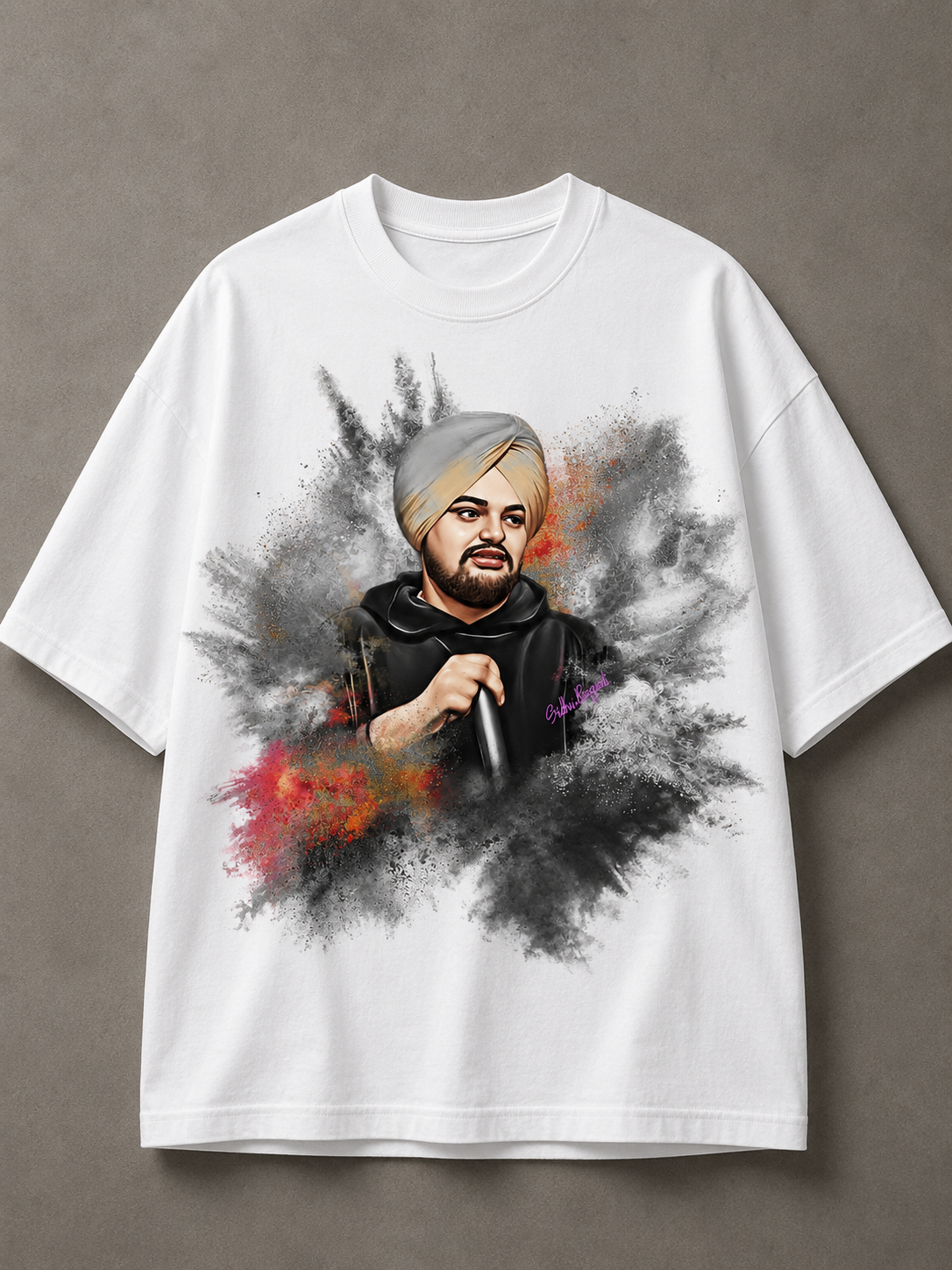 Moosewala Smoke & Fire Printed Tee