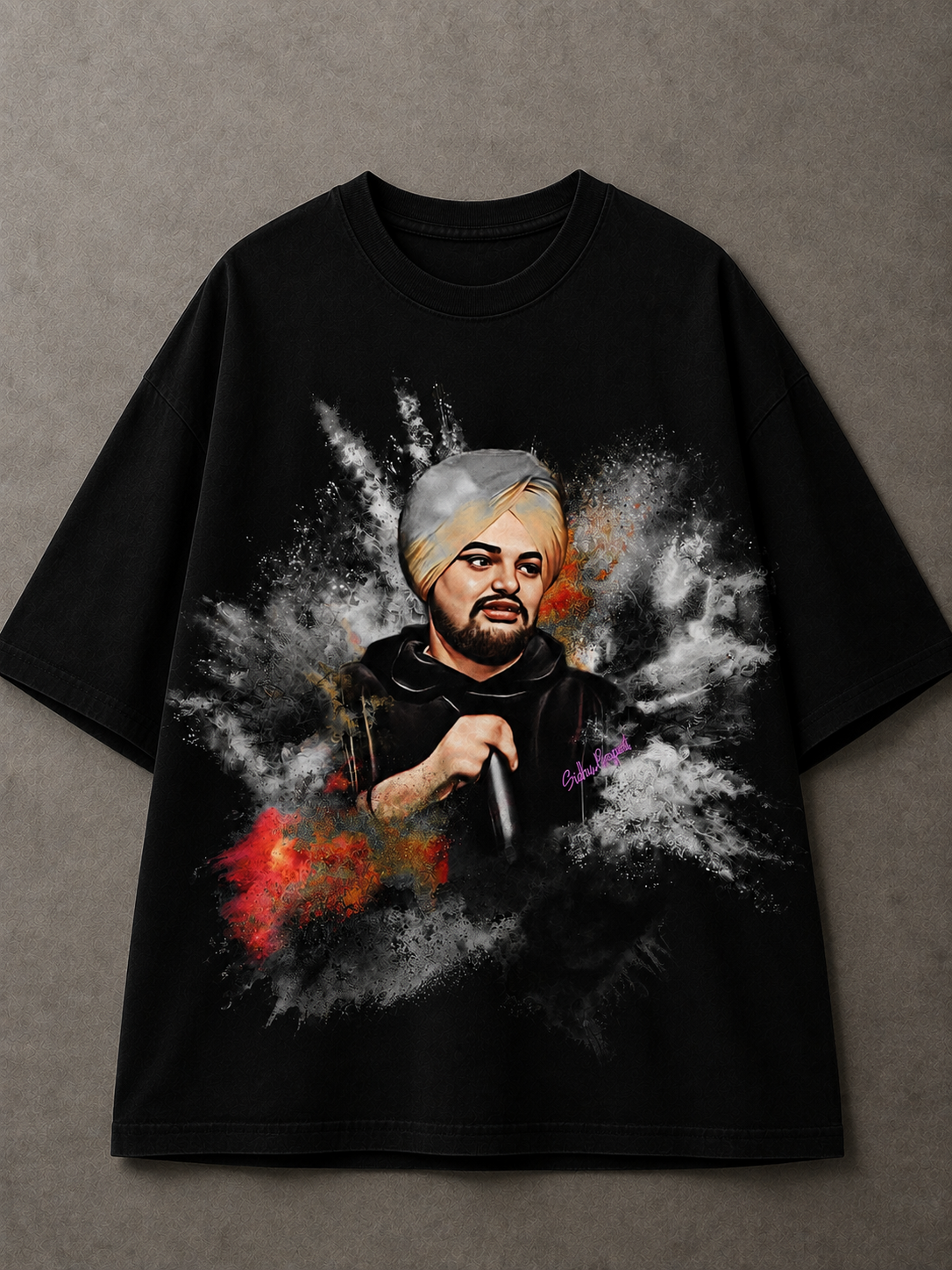 Moosewala Smoke & Fire Printed Tee