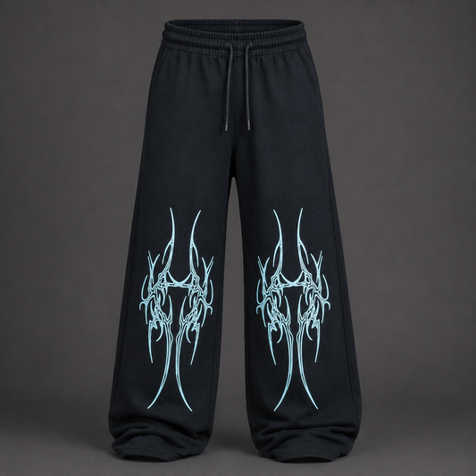 Tribal Flame Oversized Baggy Trouser – Printed Streetwear Pants for Men