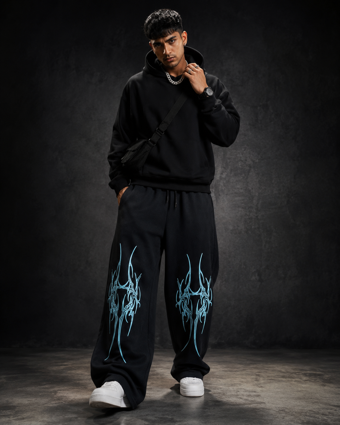 Tribal Flame Oversized Baggy Trouser – Printed Streetwear Pants for Men