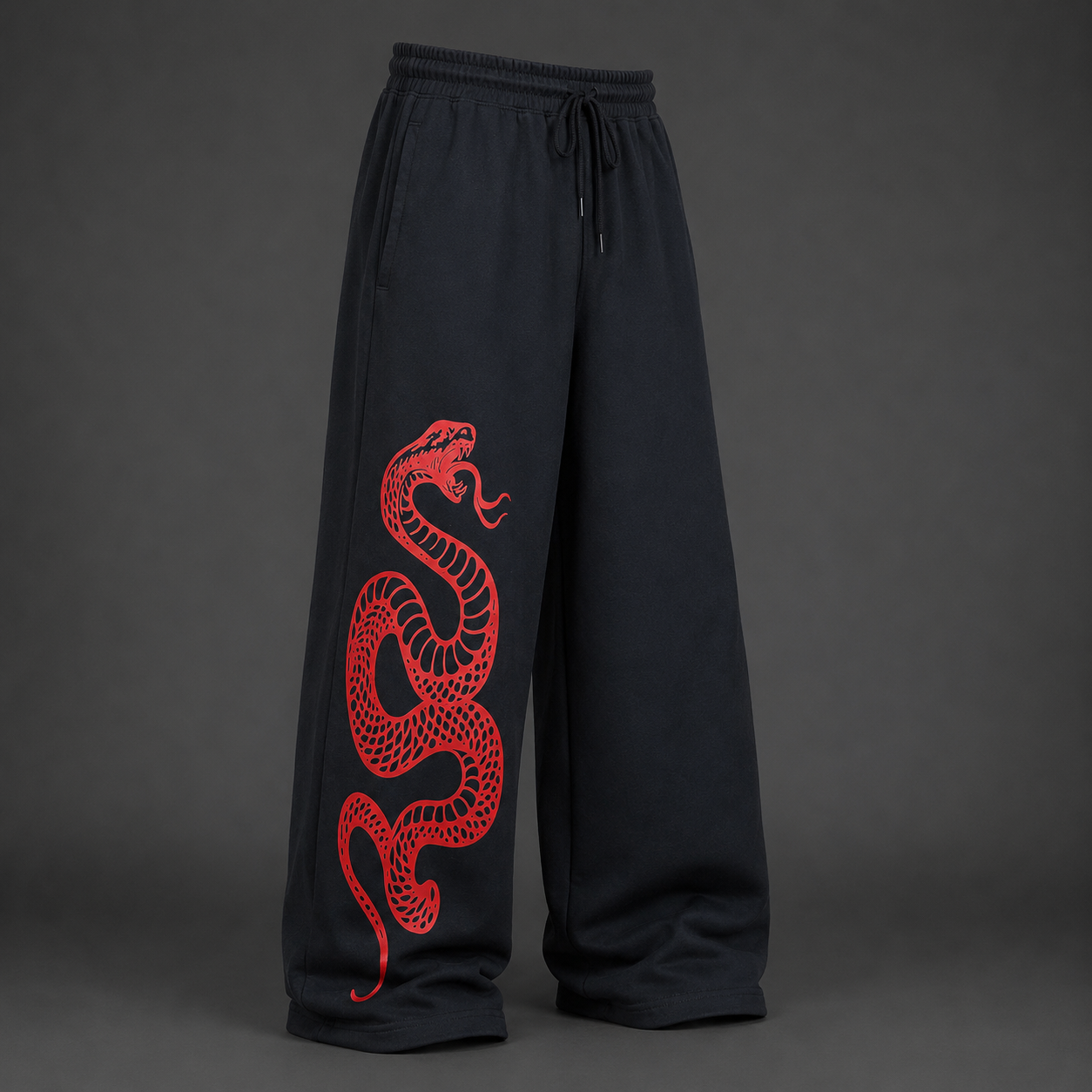 Oversized Black Snake Graphic Sweatpants | Baggy Streetwear Pants