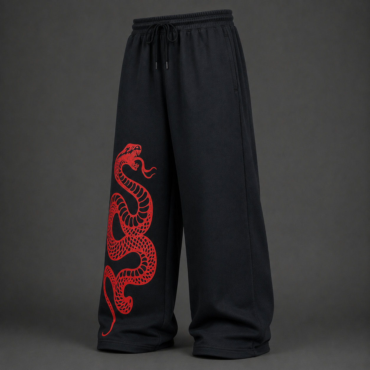 Oversized Black Snake Graphic Sweatpants | Baggy Streetwear Pants