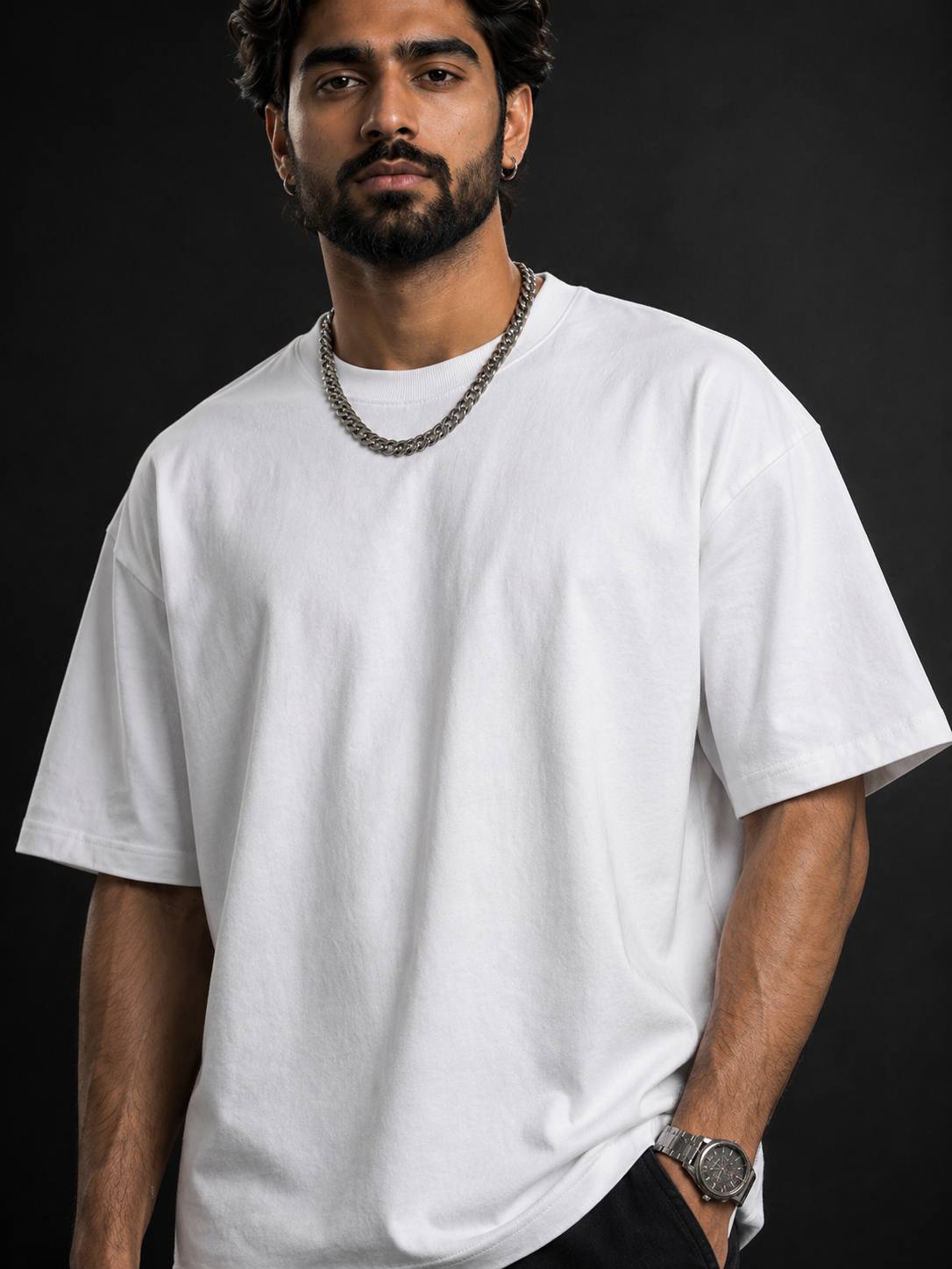 Plain Drop Shoulder Oversized T-Shirt – Heavyweight Streetwear Tee