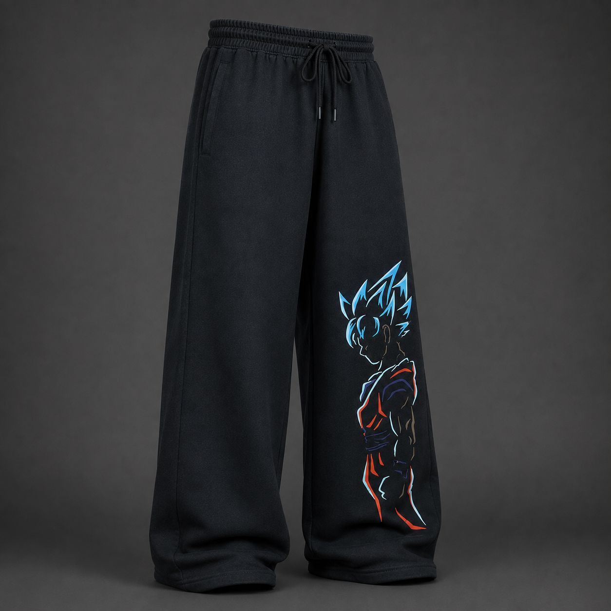 Oversized Anime Graphic Sweatpants | Black Baggy Streetwear Pants