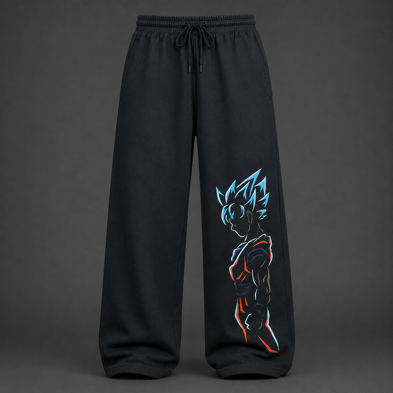 Oversized Anime Graphic Sweatpants | Black Baggy Streetwear Pants
