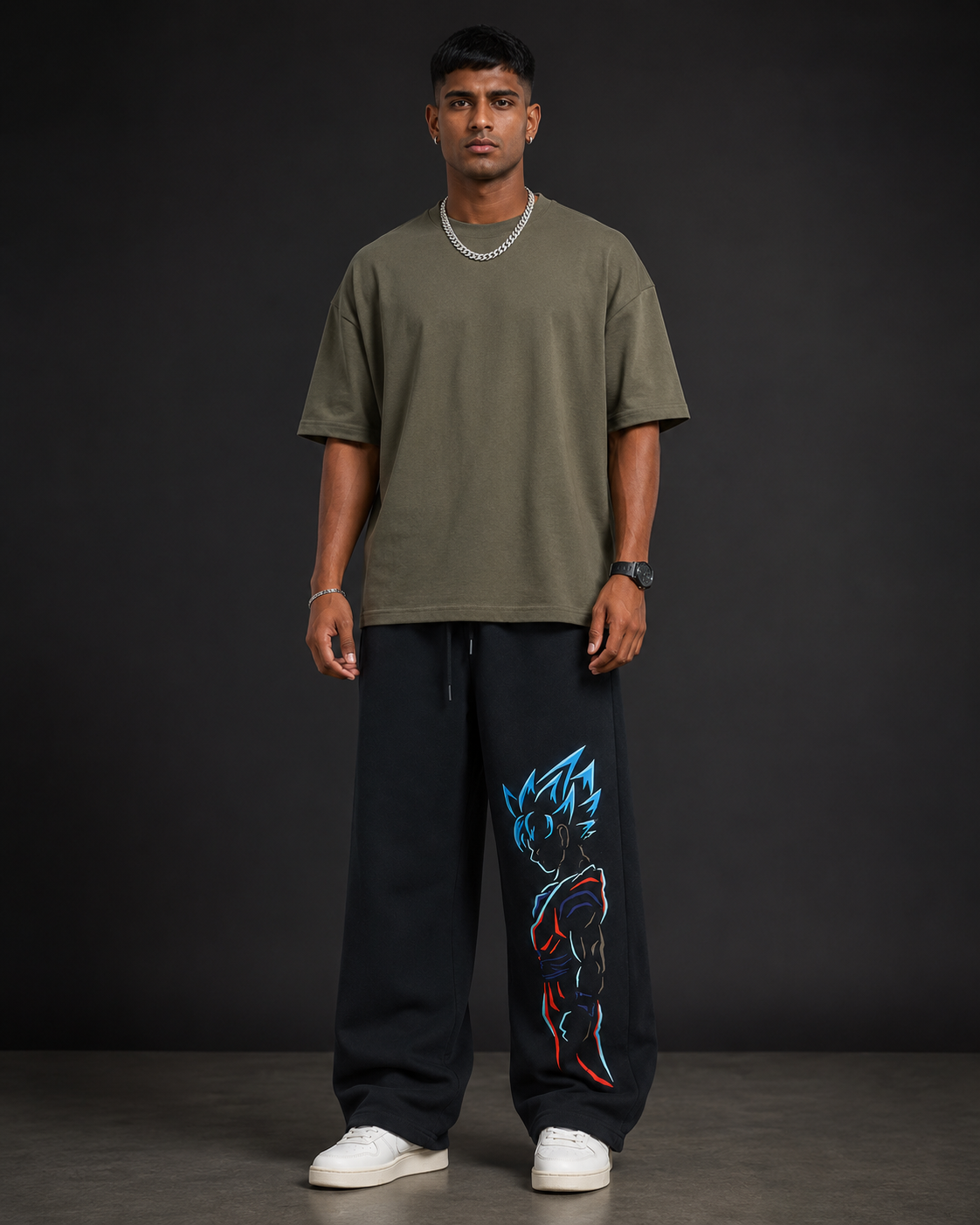 Oversized Anime Graphic Sweatpants | Black Baggy Streetwear Pants